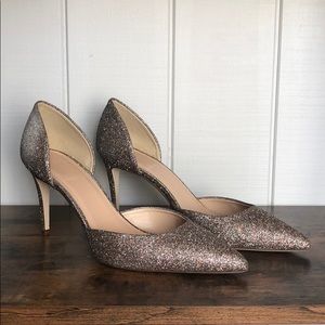 J Crew Lucie glitter heels - silver wedding shoes